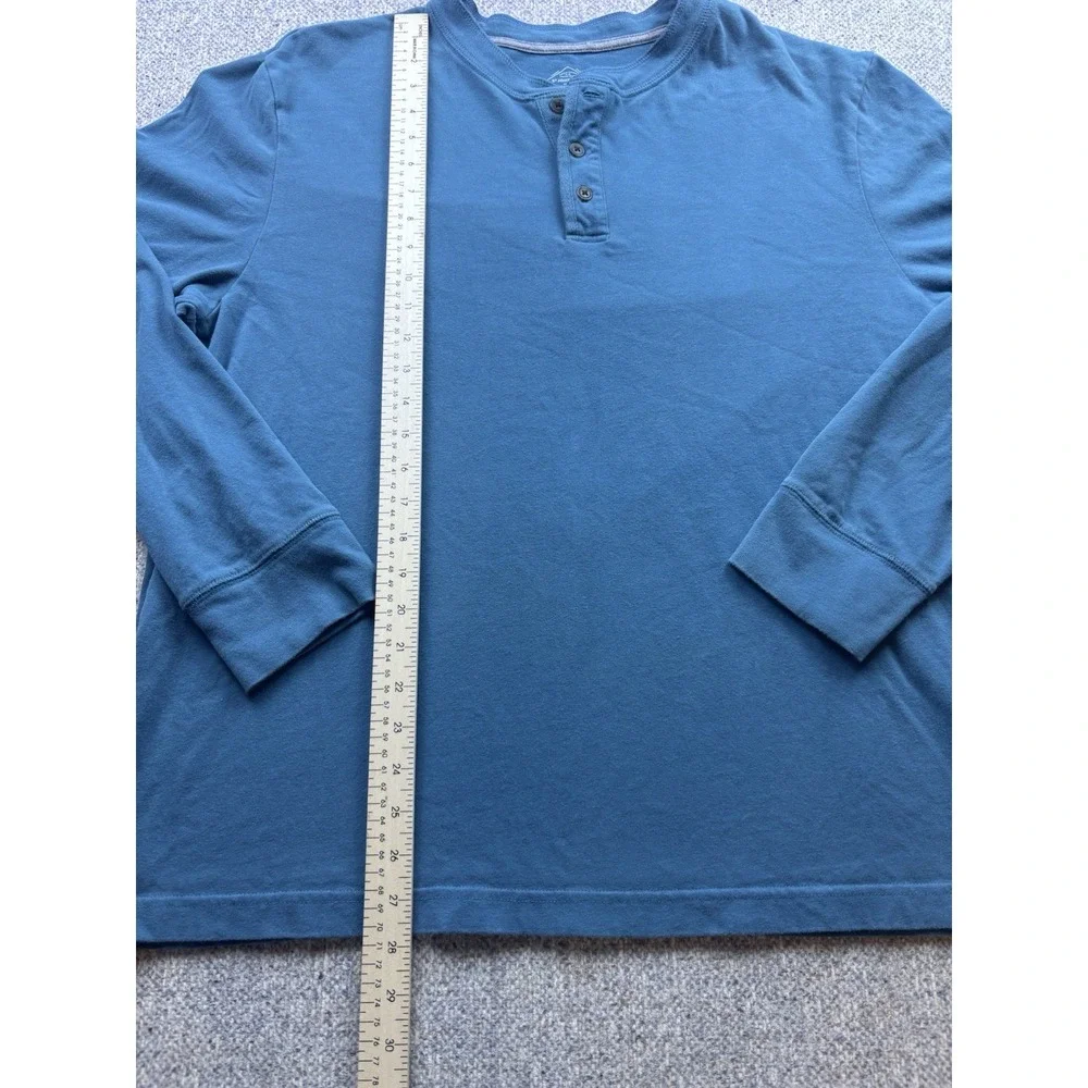 St John's Bay Men's Legacy‎ Henley X-Large Long Sleeve Heather Blue 100% Cotton